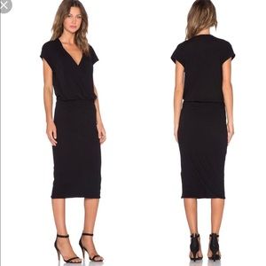 James Perse Sleeveless Wrap Dress in black.